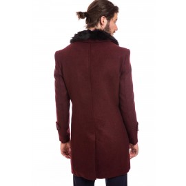 Palton de lana grena cu guler DON Royal Style