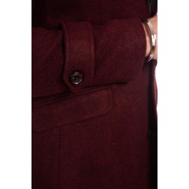 Palton de lana grena cu guler DON Royal Style